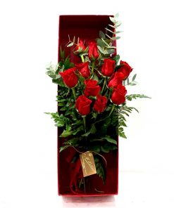 Caja roja 12 rosas - flores a domicilio valencia - ramos de flores a  domicilio valencia - envío flores valencia