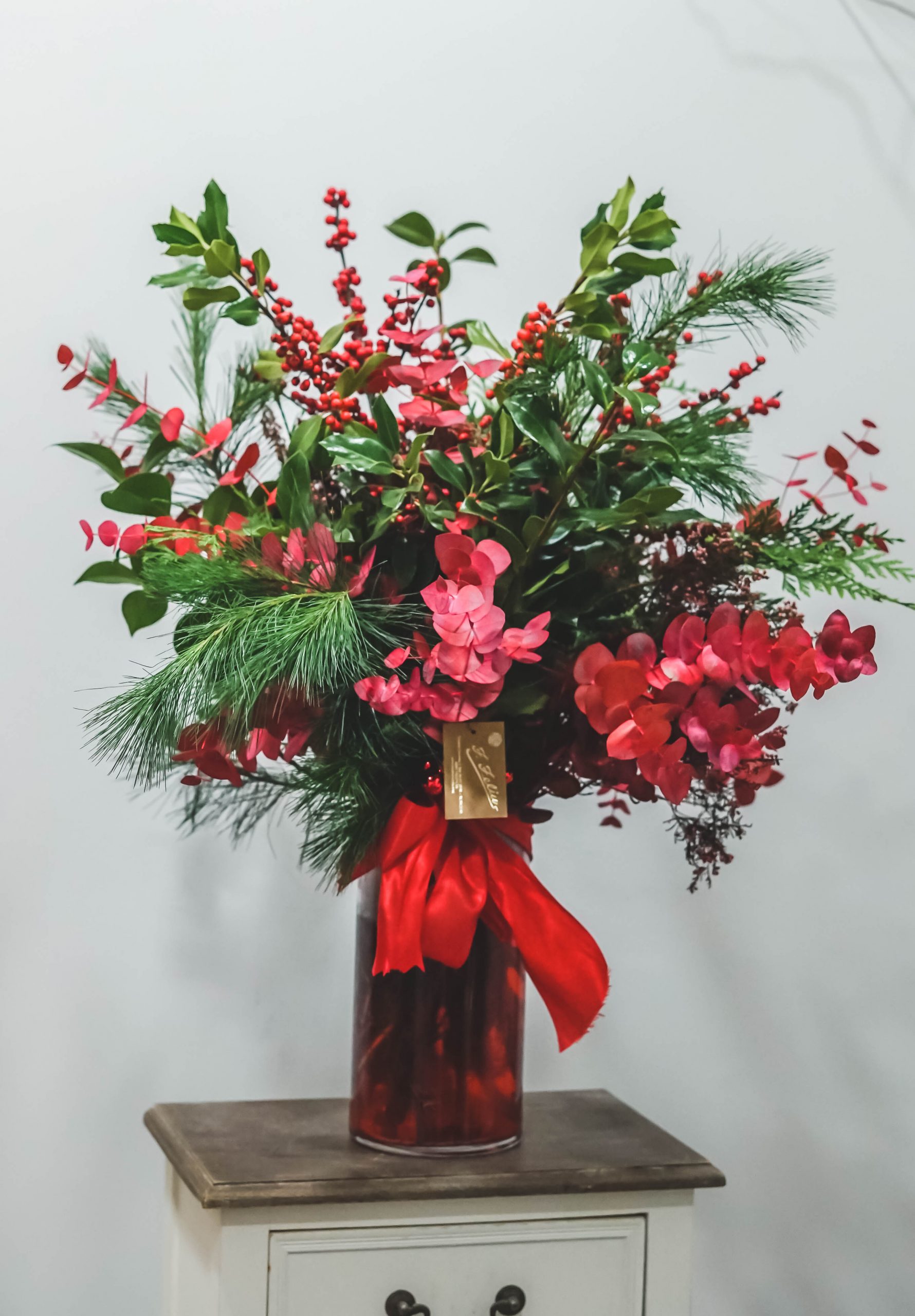 Búcaro verdes navideños clásico